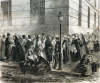 Waiting Lines at the United States Pension Office, New York City, April 1866, artist's impression, zoomable image