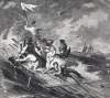 Rescue of passengers and crew of a wrecked brig, Atlantic Ocean, October 17, 1865, artist's impression, detail