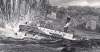 U.S.S. Commodore Barney hit with massive explosion on the James River in Virginia, artist's impression, detail