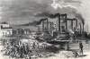 The Federal fleet docks at the levee at Vicksburg, Mississippi, July 4, 1863, artist's impression, zoomable image