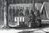Pennsylvania soldiers voting in camp in Virginia, October, 1864, artist's impression, detail
