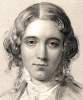 Harriet Beecher Stowe, as a young woman, engraving, 1858, detail